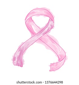Watercolor breast cancer symbol. Vector illustration design