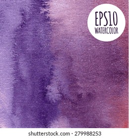 Watercolor bright background in violet and red gradient colors. Abstract handmage background for invitation or wedding cards. Vector illustration EPS10.