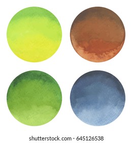 Watercolor Bright circle shape design elements isolated on white background
