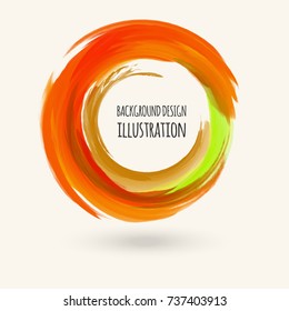 Watercolor bright color texture. Ink round stroke on white background. Simple style. Vector illustration of grunge circle stains.