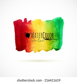 Watercolor bright colors painted isolated banner, vector background