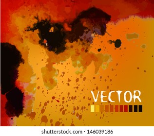 Watercolor bright orange background