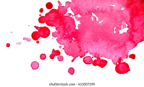 Watercolor bright pink spot blob blot isolated background vector