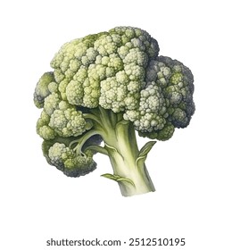 watercolor brocoli isolated white background