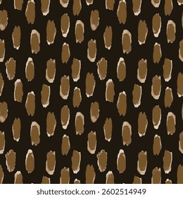 Watercolor brown orange spots pattern depicting an animal skin, on dark background. Vector illustration