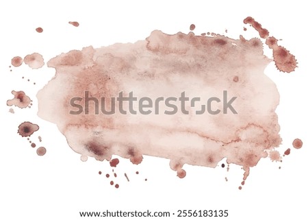 Watercolor Brown Splash Texture with Bold Ink Drops and Splatters, Horizontal Rectangular Shape of Ink Paint