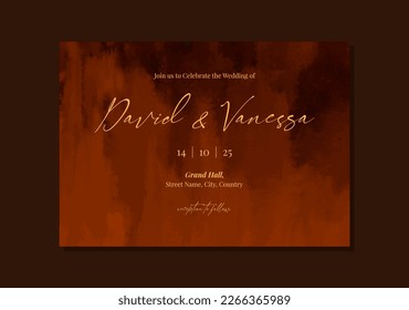 Watercolor brown wedding invite card template design