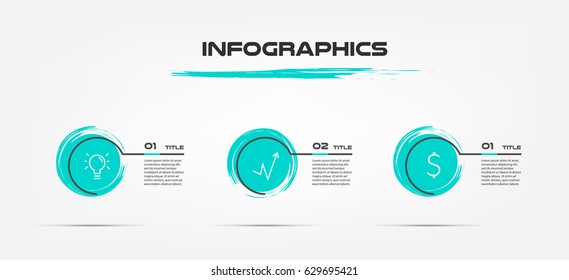 Watercolor, brush blue infographics. Some of chart, graph, parts, processes. Vector business template for presentation. Can be used for workflow layout, diagram, banner, web design