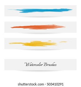 Watercolor brush lines. Multicolored vector brush strokes