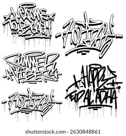 Watercolor brush marker holiday sign in graffiti style