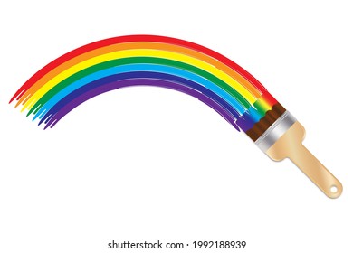 Watercolor brush rainbow. Colorful rainbow. Wall art watercolor abstract art background. Vector illustration. Stock image.