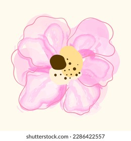 watercolor brush rose boho art vector illustration 