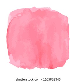 Watercolor brush square. Pink aquarelle abstract background.