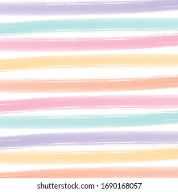 Watercolor brush stripes seamless pattern. Watercolor seamless pattern with pastel stripes.