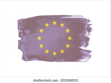Curso de pincel acuarela con bandera de la UE.