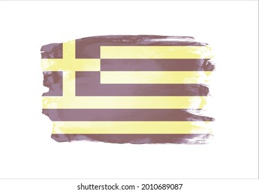 Watercolor brush stroke with Greece flag.