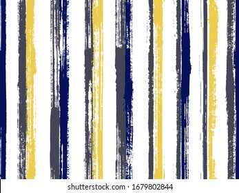 Watercolor brush stroke grunge stripes vector seamless pattern. Doodle tartan plaid print design. Retro texture grunge stripes, lines banner background. Seamless ornament.