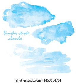 watercolor brush stroke on paper.vector ink spot.hand drawn illustration.Sky background Clouds painted with watercolor.