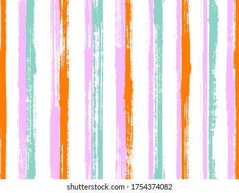 Watercolor brush stroke parallel lines vector seamless pattern. Pretty cotton fabric print design. Old style geometric parallel lines, striles background swatch. Seamless pattern.