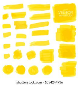 Watercolor Brush Stroke, Set of watercolor Vector Brush Stroke for Design, Yellow Watercolor Vector, Hand drawn Watercolor Vector Brush Stroke