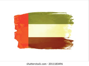 Watercolor brush stroke with UAE flag.