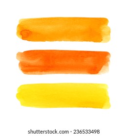 Watercolor brush stroke vector set.Hand drawn paint isolated on white background