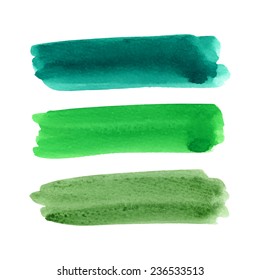 Watercolor brush stroke vector set.Hand drawn paint isolated on white background