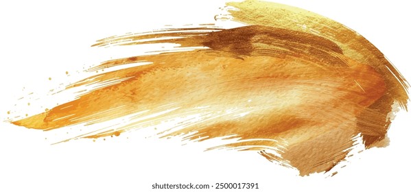 Watercolor brush strokes background, gold color, isolated, for design