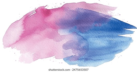 Fondo de pinceladas de acuarela, colores azul rosado, aislado, para el diseño	
