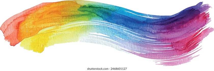 Watercolor brush strokes background, rainbow colors, isolated, for design	
