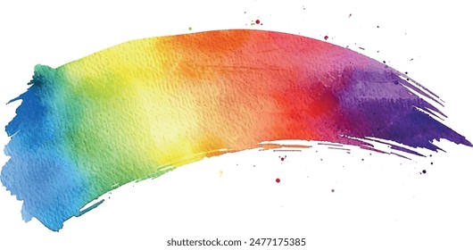 Watercolor brush strokes background, rainbow colors, isolated, for design	
