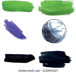 Watercolor brush strokes. Cold tones. High quality vector illustration.
