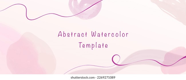 Watercolor brush strokes and lines pink, purple abstract banner, header design. Vector illustration.