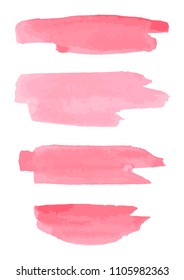 Watercolor brush strokes. Pink aquarelle abstract background.