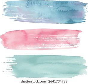 Watercolor Brush Strokes Set – Soft Pastel and Earthy Tones