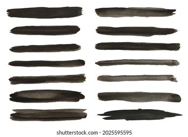 Watercolor brush strokes Set of vector watercolor brushes. Straight brush strokes.