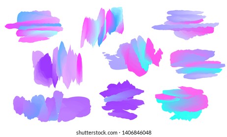 Watercolor brush vector set with brush strokes of ink stain