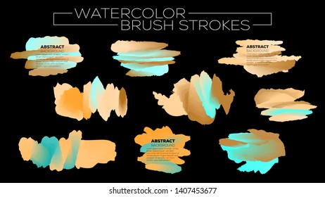 Watercolor brush vector set with brush strokes of ink stain