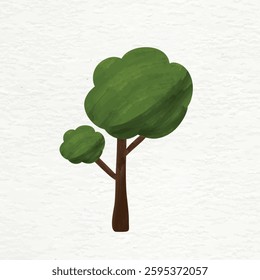 Watercolor brushes green tree with paper craft style design effect. Natural ecology eco flora