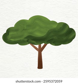 Watercolor brushes green tree with paper craft style design effect. Natural ecology eco flora