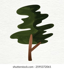 Watercolor brushes green tree with paper craft style design effect. Natural ecology eco flora