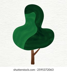 Watercolor brushes green tree with paper craft style design effect. Natural ecology eco flora