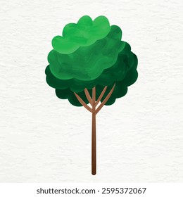 Watercolor brushes green tree with paper craft style design effect. Natural ecology eco flora