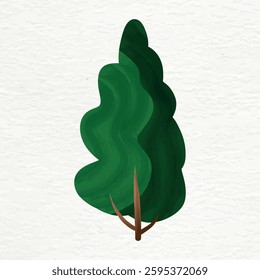 Watercolor brushes green tree with paper craft style design effect. Natural ecology eco flora