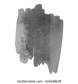 Watercolor brushstroke background grayscale color. Grunge element for scrapbook, decoration and design cards and flyers. A model for the creation of digital brushes