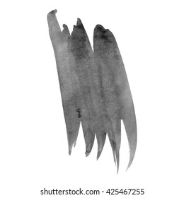 Watercolor brushstroke background grayscale color. Grunge element for scrapbook, decoration and design cards and flyers. A model for the creation of digital brushes