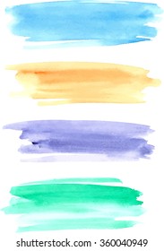 Watercolor brushstrokes for design. Vector illustration