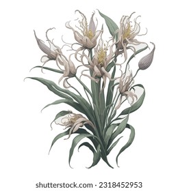 Watercolor Bulbophyllum Vector: A captivating representation of the unique Bulbophyllum orchid in a vectorized watercolor style.
