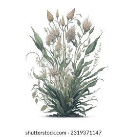 Watercolor Bulbophyllum Vector: A captivating representation of the unique Bulbophyllum orchid in a vectorized watercolor style.