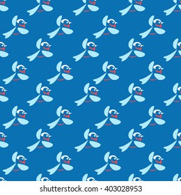 Watercolor Bullfinch back pattern seamless blue